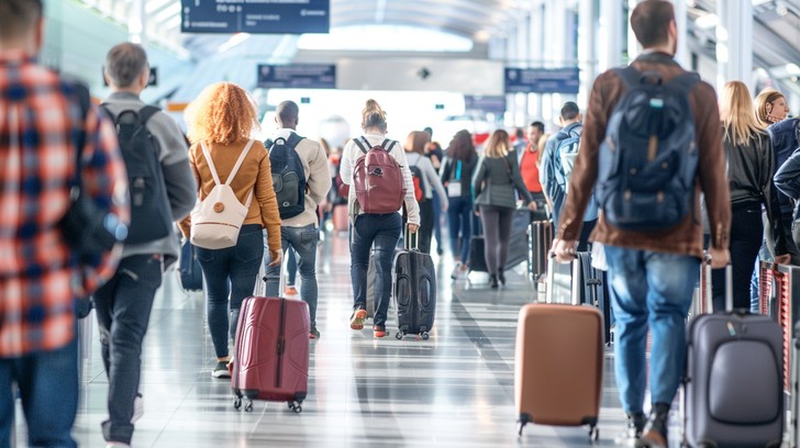 Airline travel scene for flight comparison and trip planning