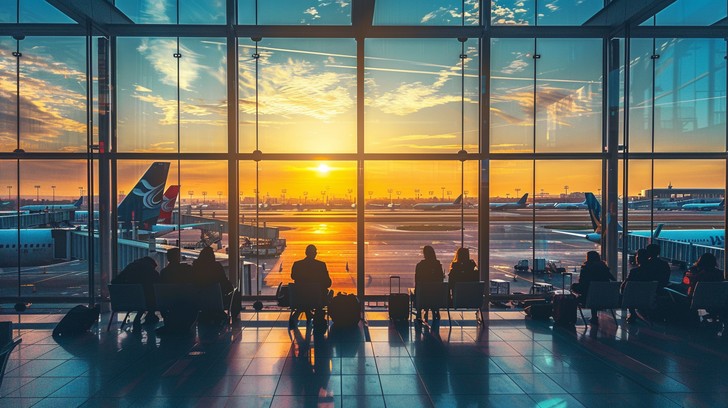Airport lounge for travelers between flights