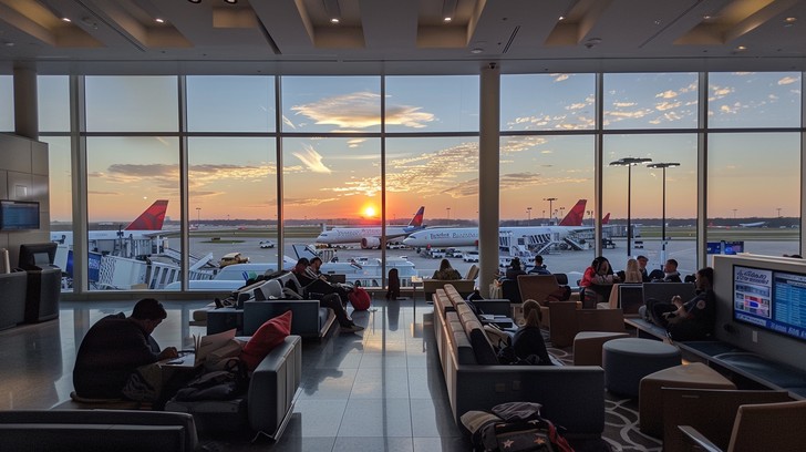 Travelers moving through an airport for a new trip